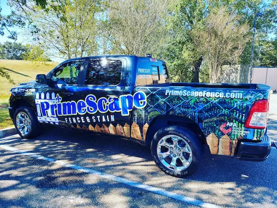 primescape fence stain company truck