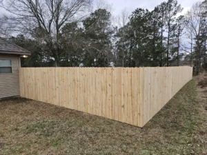 light wooden fence corner yard