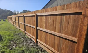 rear view wooden fence support